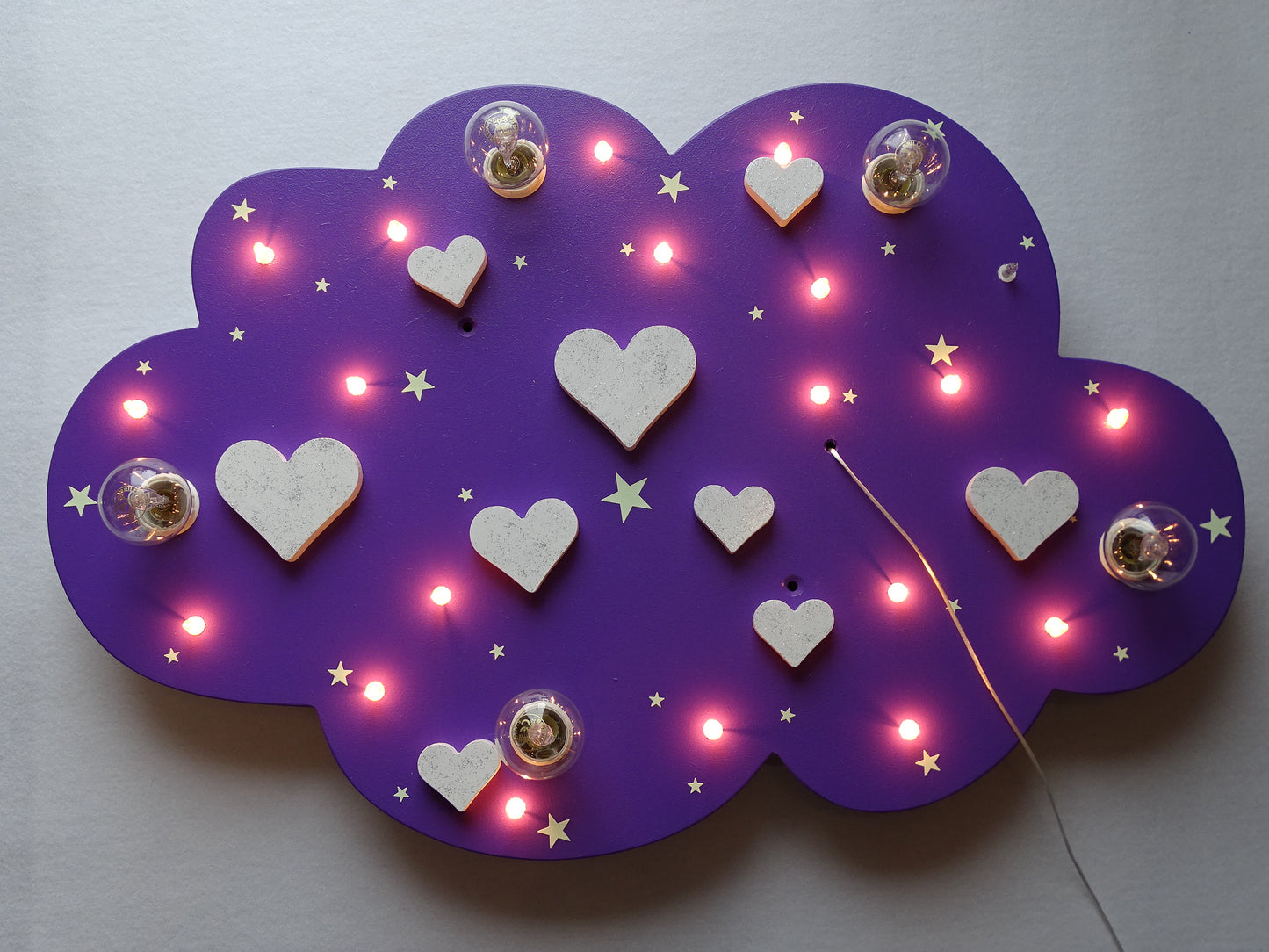 LED Deckenleuchte "WHITE HEARTS" - mit GLITTER!
