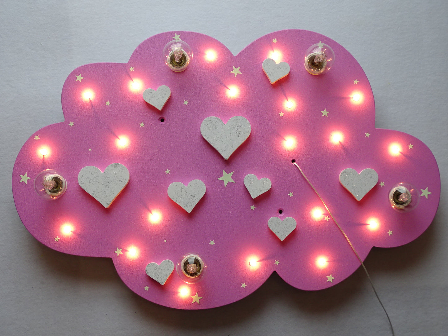 LED Deckenleuchte "WHITE HEARTS" - mit GLITTER!