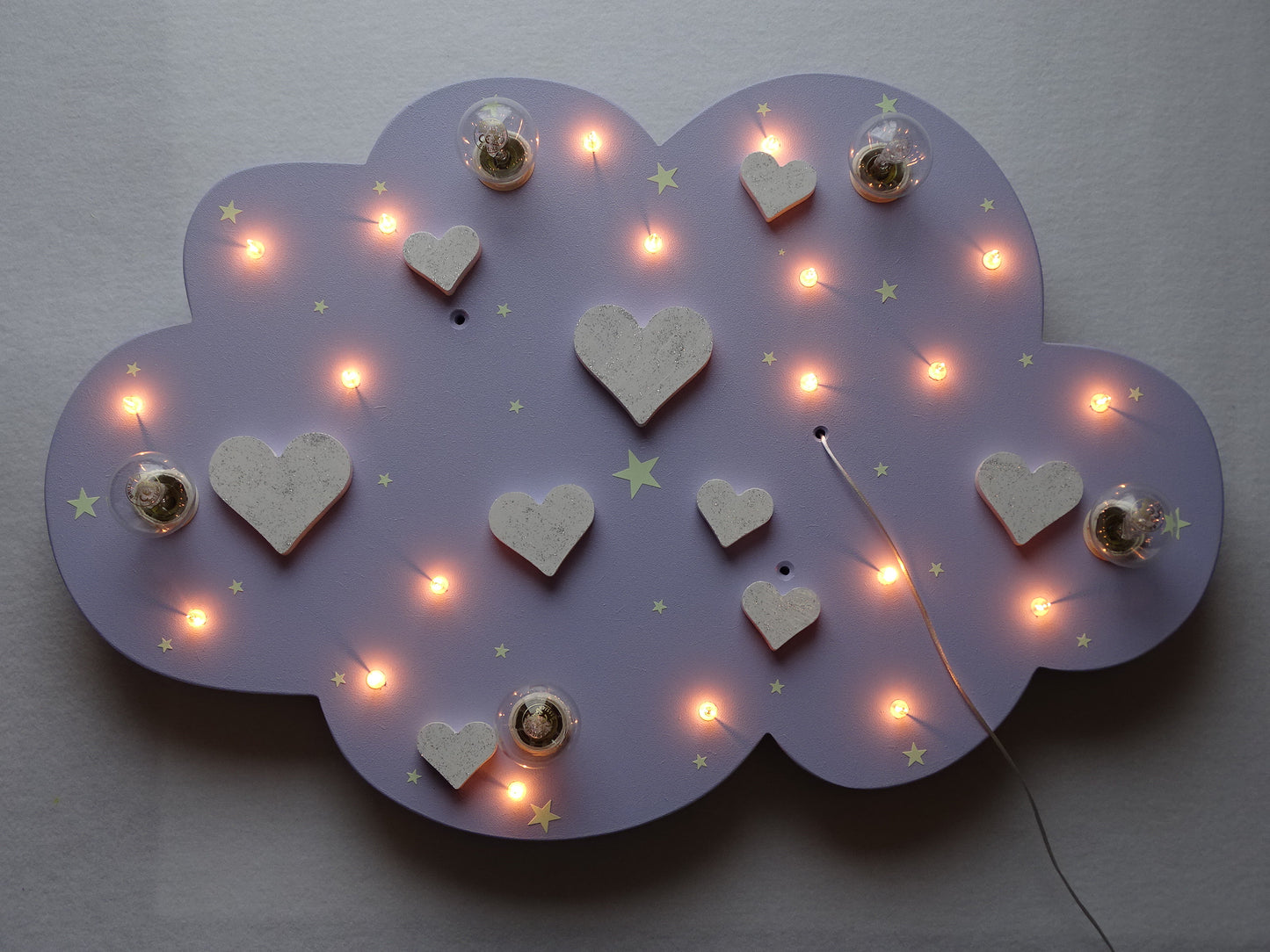 LED ceiling light "WHITE HEARTS" - with GLITTER!